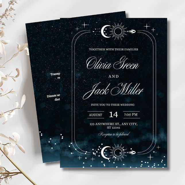Convite Celestial para Casamento sob a Noite Estre (Criador carregado)