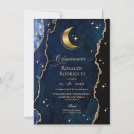 Convite Celestial Quinceanera Midnight Stars Moon
