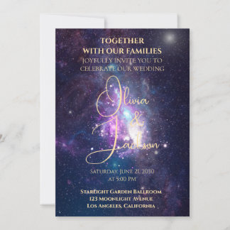 Convite Celestial Starry Night Wedding Invitation