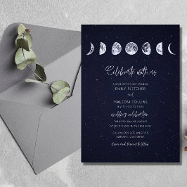 Convite Celestial Starry Sky Moon Fases Comemoram Casament