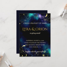 Celestial Stars | Navy Teal Gold Galaxy Wedding