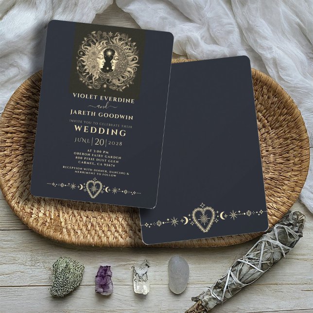 Convite Celestial Sun Moon Stars Casamento (Criador carregado)