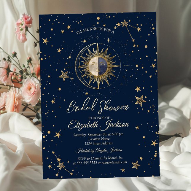 Convite Celestial Sun Stars Galaxy Bridal Shower  (Criador carregado)