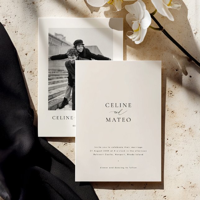 Convite CELINE Minimalist Simple Wedding Invitation (Criador carregado)