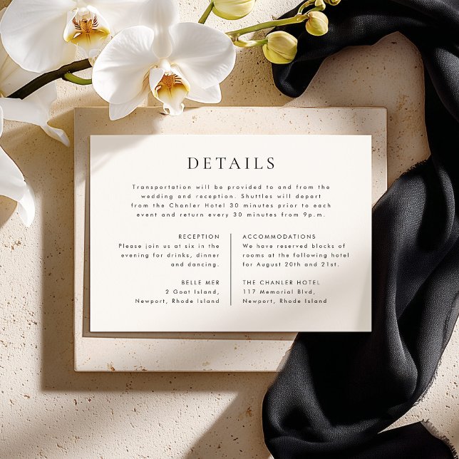 Convite CELINE Minimalist Wedding Details Enclosure Card (Criador carregado)