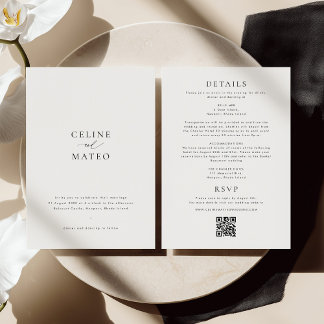 Convite CELINE Minimalist Wedding Invite RSVP + Details