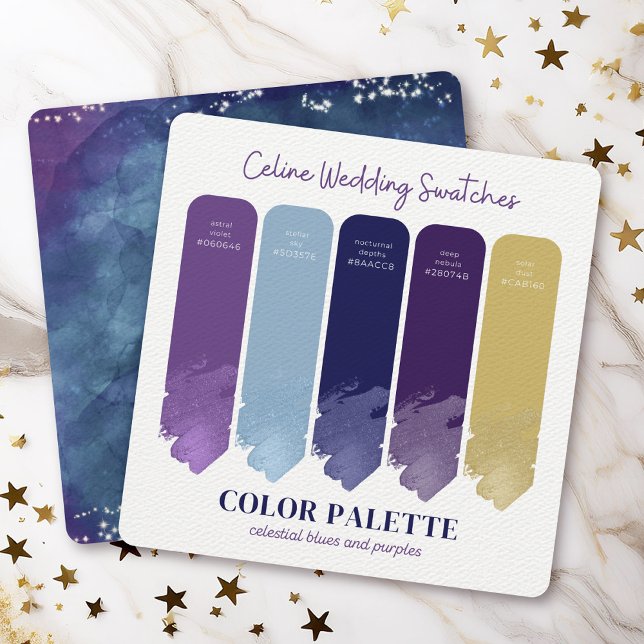 Convite Celine • Paleta de Cores de Casamento Roxo e Azul  (Whether you're planning a wedding or simply love the colors - this swatch card is a helpful tool.)