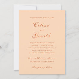 Convite Celine Peach Elegant Wedding