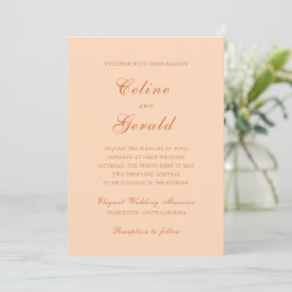 Convite Celine Peach Elegant Wedding