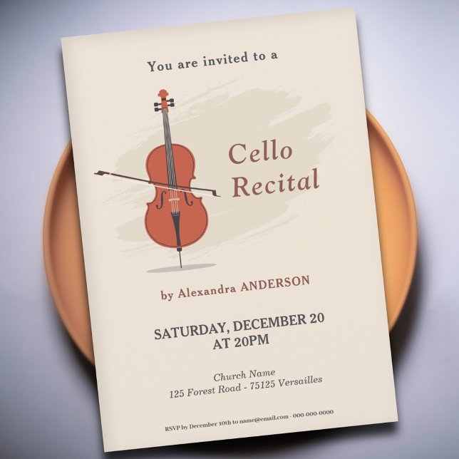 Convite Cello Music Recital Invitation (Cello Music Recital Invitation)