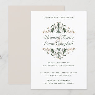 Convite Celtic Folk Art Modern Floral Irish Wedding