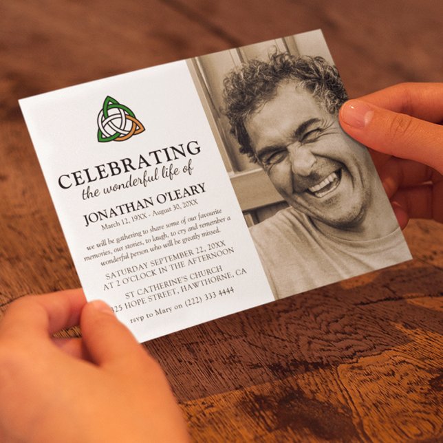 Convite Celtic Knot Classic Irish Funeral Foto Memorial (Criador carregado)