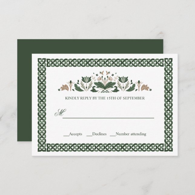 Convite Celtic Knot | Modern Floral Irish Wedding (Frente/Verso)