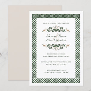 Convite Celtic Knot   Modern Floral Irish Wedding