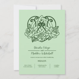 Convite Celtic Triquetra Irish Heart Green Handching