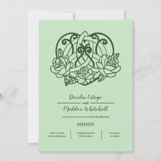 Convite Celtic Triquetra Irish Heart Green Handching