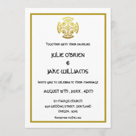 Convite Celtic Wedding Faux Dourado Celtic Knot Cross