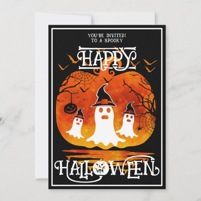 Convite Cemitério de Fantasmas Feliz Halloween Eventos Ass (Frente)