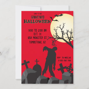 Convite Cemitério de Festa de Halloween do Zombie Graveyar