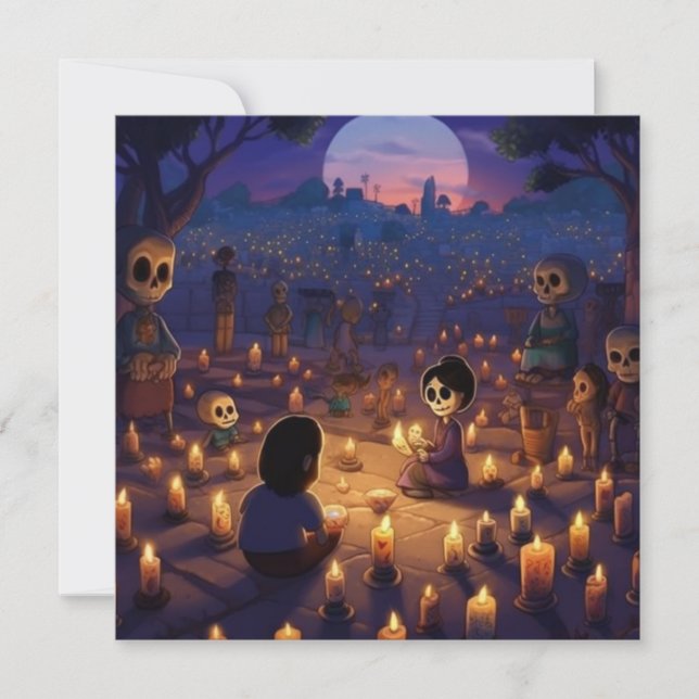 Convite Cemitério do Dia de los Muertos "Marigold Meadows" (Frente)