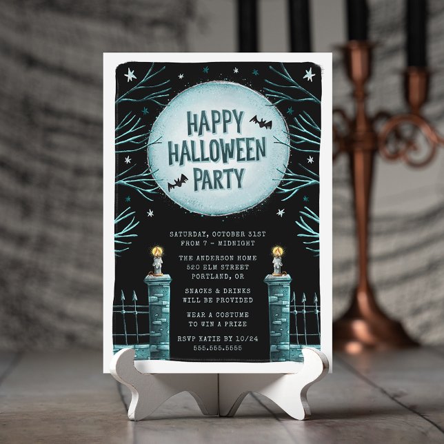 Convite Cemitério Fofo e Assustador Festa Feliz de Hallowe (Criador carregado)