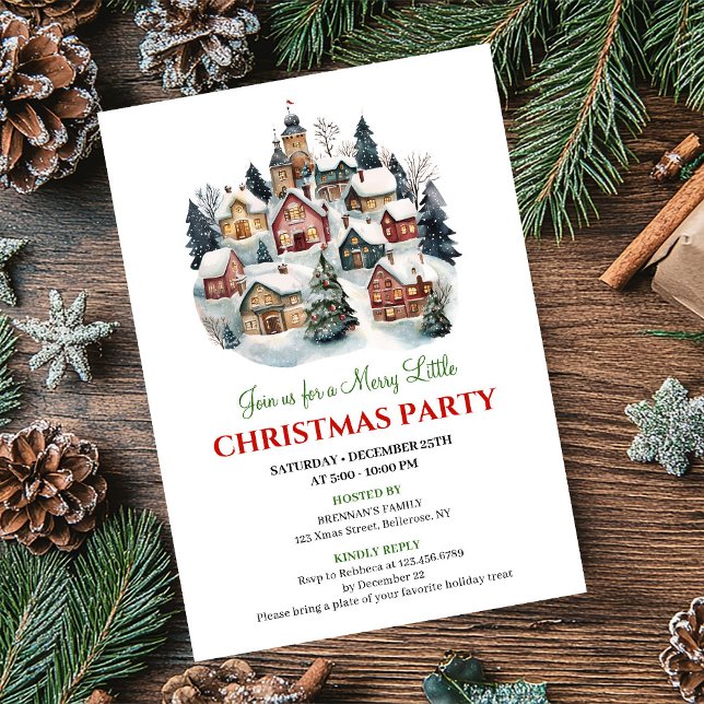 Convite Cena artística de Natal chic celebração festiva  (Chic artistic Christmas scene festive celebration card)