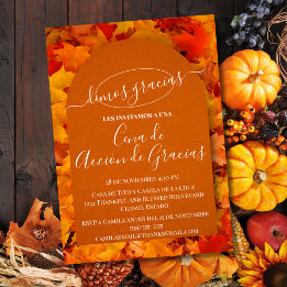 Convite Cena de Acción de Gracias Hojas Otoño