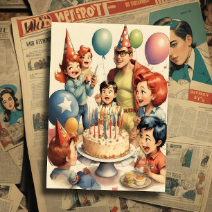 Convite Cena de aniversário de desenho animado engraçado e