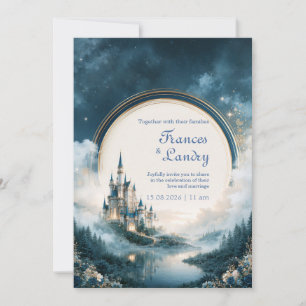 Convite Cena de casamento com castelo de safira ao luar