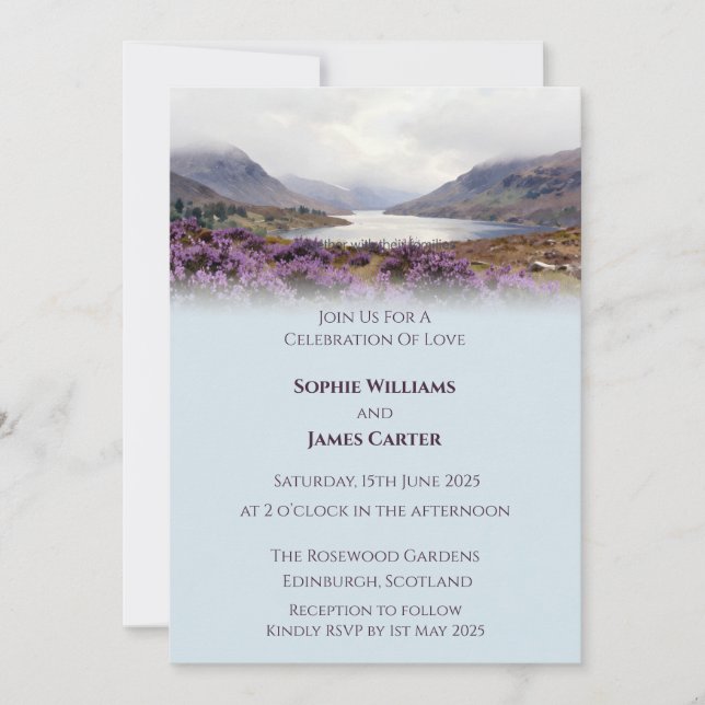 Convite Cena de Casamento com Paisagem das Terras Altas Es (Frente)