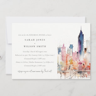 Convite Cena de ensaio de aquarela de Chicago Illinois