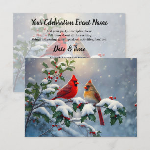 Convite Cena de Férias de Inverno Deer e Happy Snowman