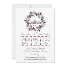 Cena de igreja de inverno vintage com coroa de Nat