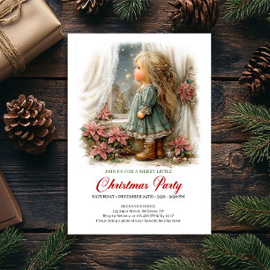 Convite Cena de Natal Brilhante Garota Festa Festiva