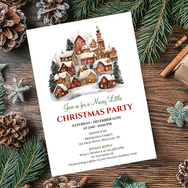 Convite Cena de Natal de inverno em aquarela minimalista  (Minimalist watercolor winter scene Christmas invite)
