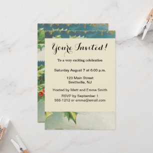 Convite Cena de Natal Holly Snow Winter