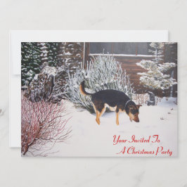 Convite cena de neve com natal preto e bronzeado