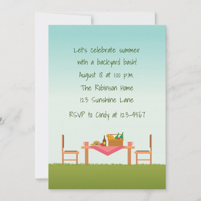 Convite Cena de Piquenique Exterior (Frente)