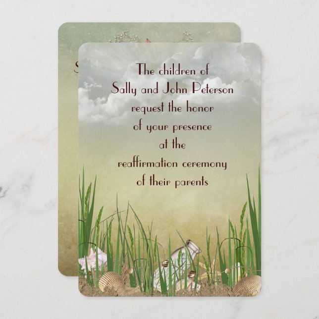 Convite Cena de Praia para Renovação de Vow (Frente/Verso)