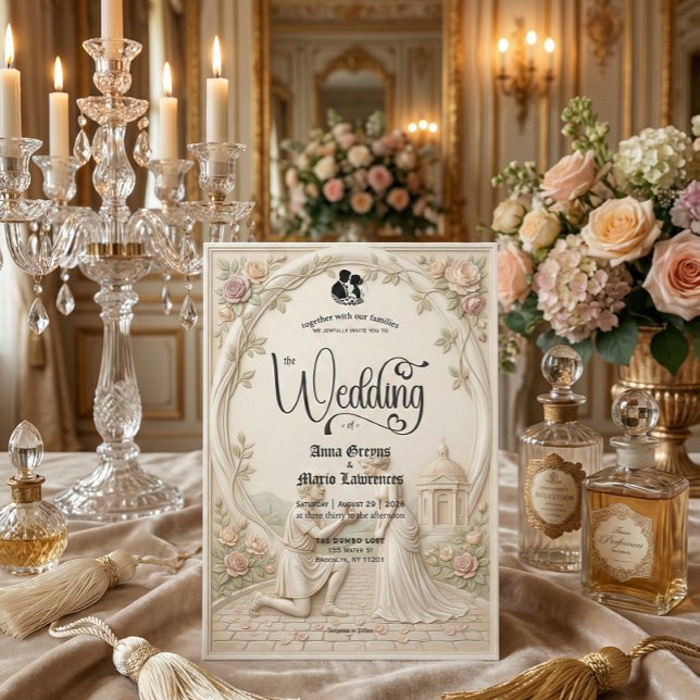 Convite Cena de proposta de casamento no jardim clássico d (Criador carregado)
