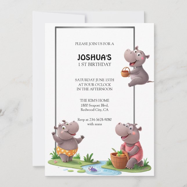Convite Cena Divertida do Hippo (Frente)