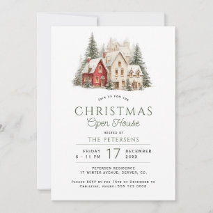 Convite Cena elegante de inverno Casa aberta de Natal