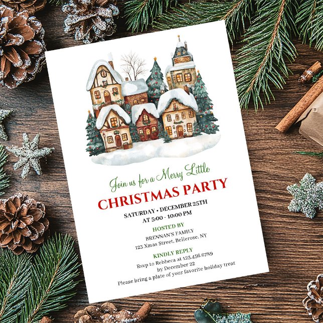 Convite Cena festiva de Natal minimalista chic (Chic minimalist Christmas scene festive dinner invite)