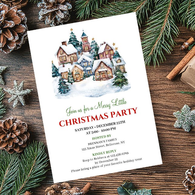 Convite Cena festiva de Natal moderna e aconchegante convi (Modern cozy Christmas scene festive dinner invitation)