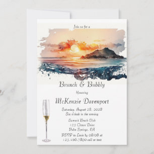 Convite Cena Náutica de Praia de Aquarelas Brunch e Bubble