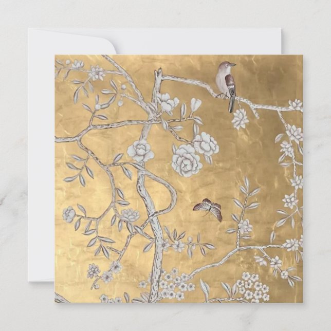 Convite Cena Oriental do Ouro de Borboleta e Sparrow (Frente)