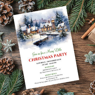 Convite Cena serena de Natal em aquarela, cidade festiva