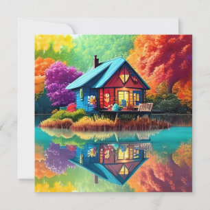 Convite Cenário Colorido com Algodão E Lago-65456
