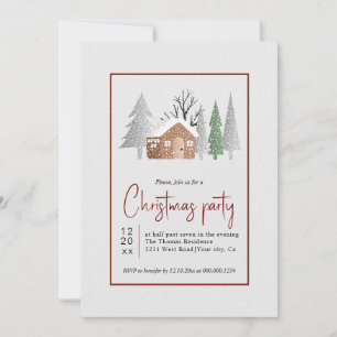 Convite Cenário de inverno, árvores e neve Festa de Natal