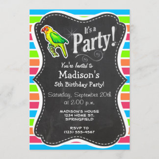 Convite Cenoura; Retro Colorido Neon Rainbow